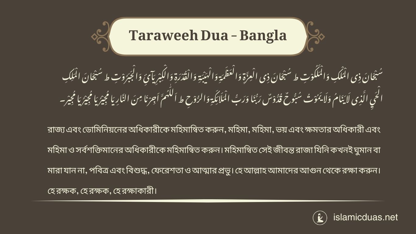 taraweeh dua in bangla translation